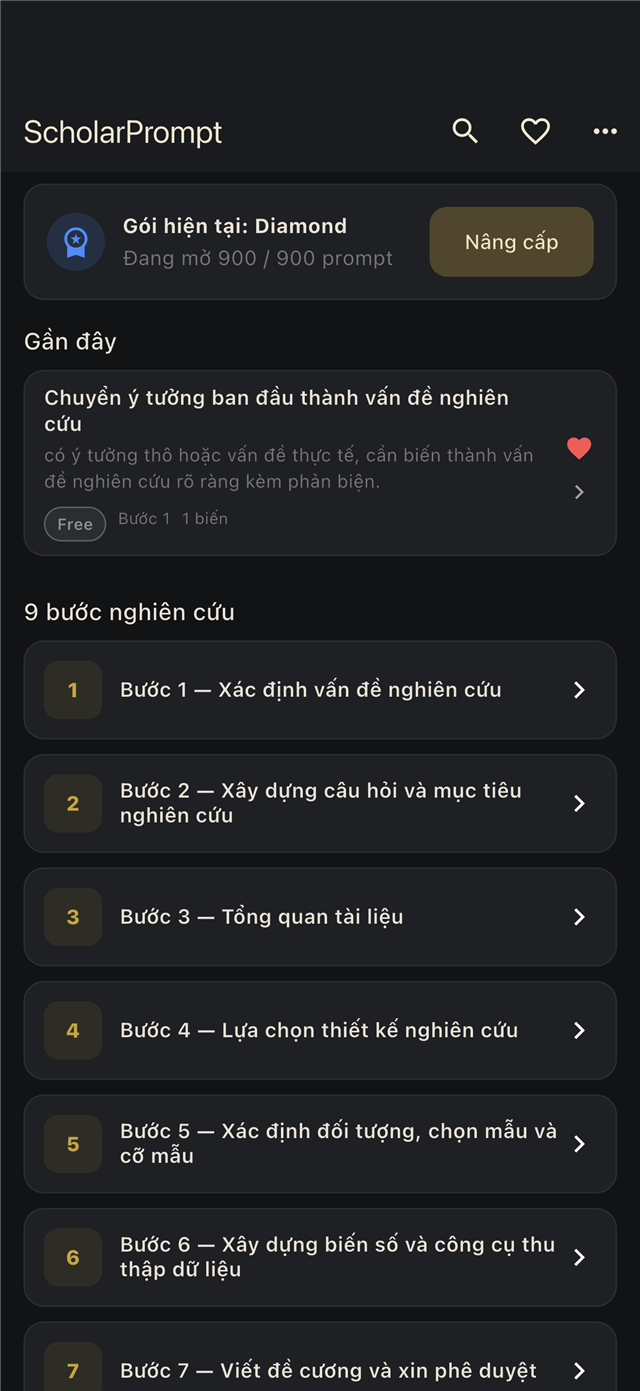 Trang chủ — 9 bước nghiên cứu