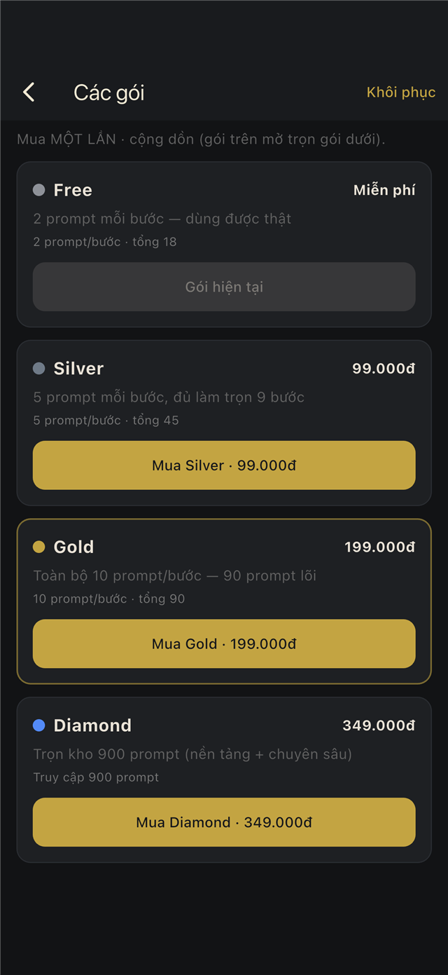 Các gói nâng cấp